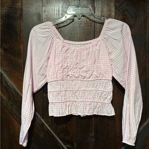 Art Class Pink Puff Sleeve Smocked Blouse